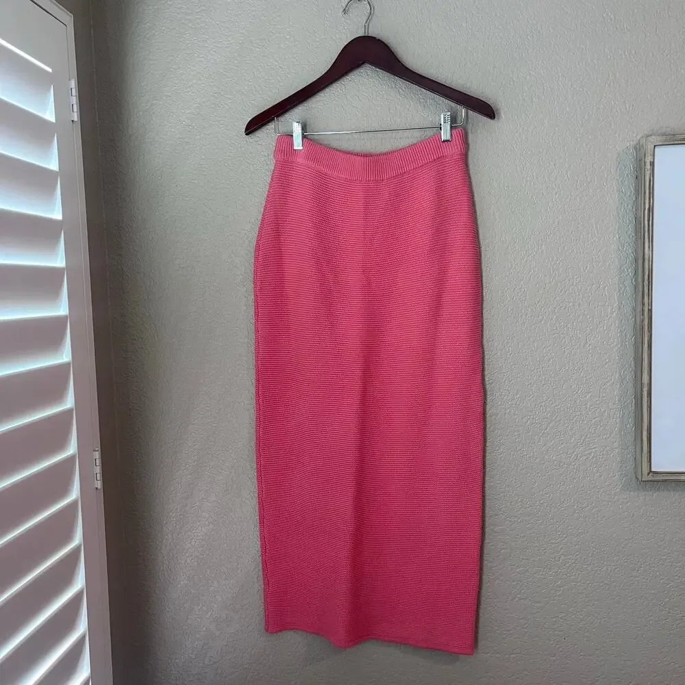 Sabo Designed in Australia Knit Maxi Skirt Pink Waffle Knit Elastic Medium
